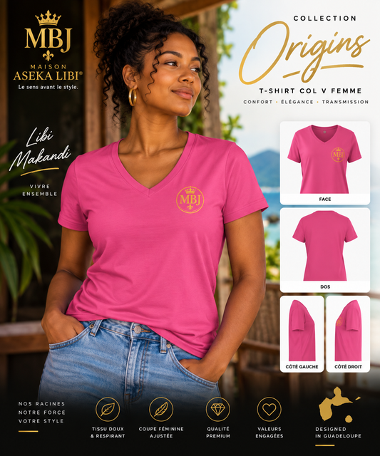 T-shirt col V Femme – Collection Origins