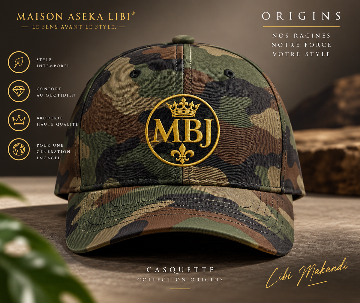 Casquette brodée MBJ – Collection Origins