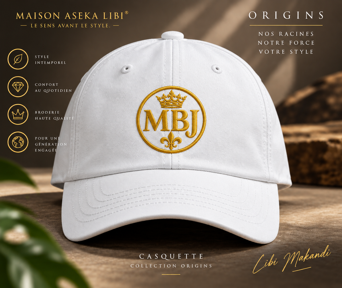 Casquette brodée MBJ – Collection Origins