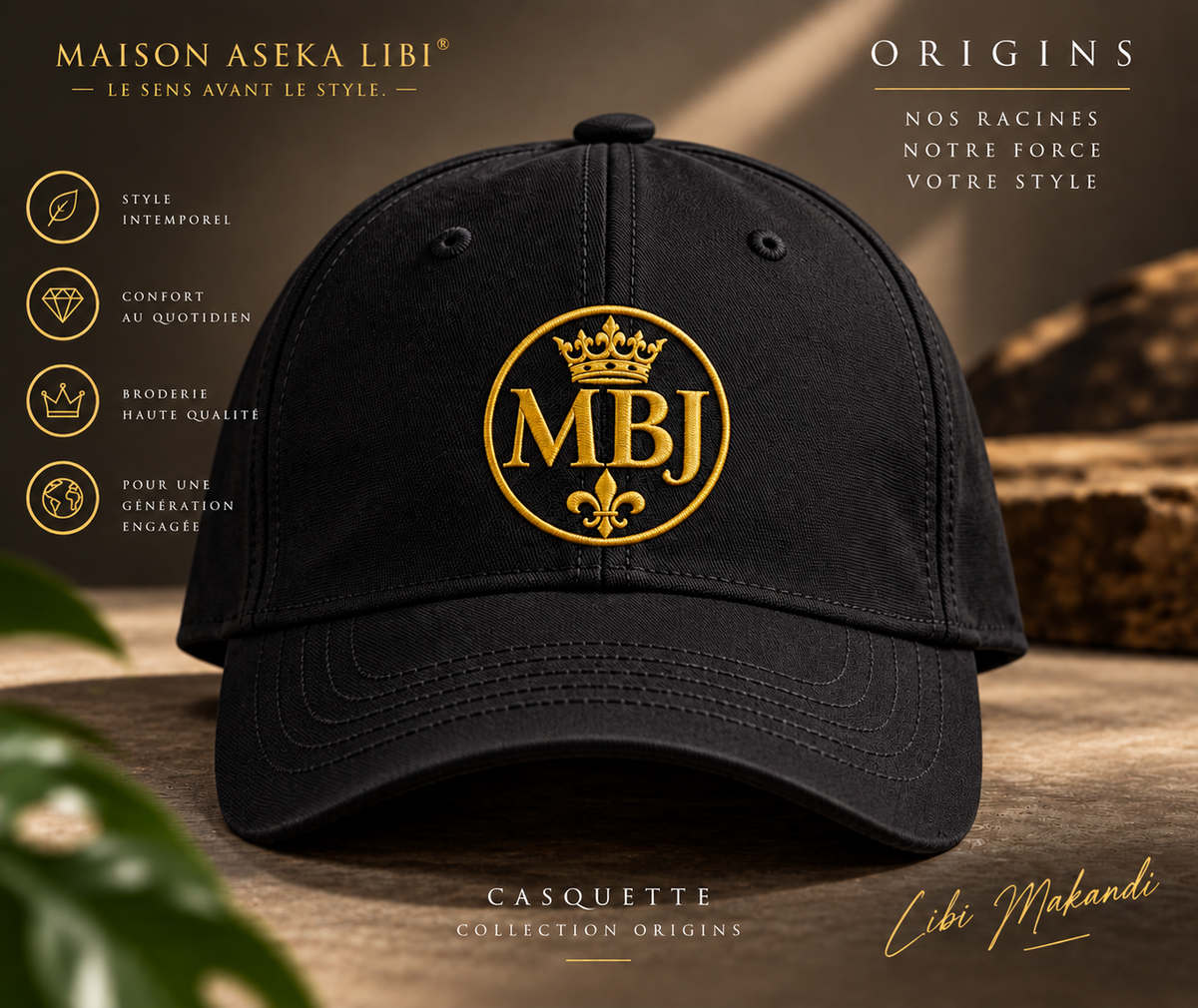 Casquette brodée MBJ – Collection Origins