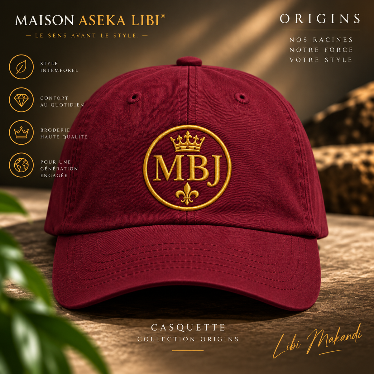Casquette brodée MBJ – Collection Origins