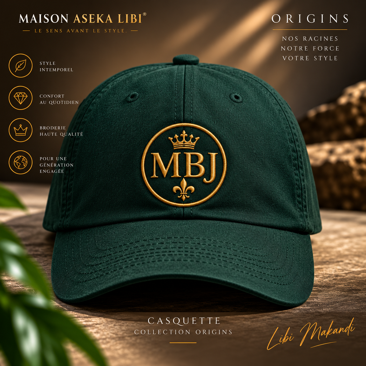 Casquette brodée MBJ – Collection Origins